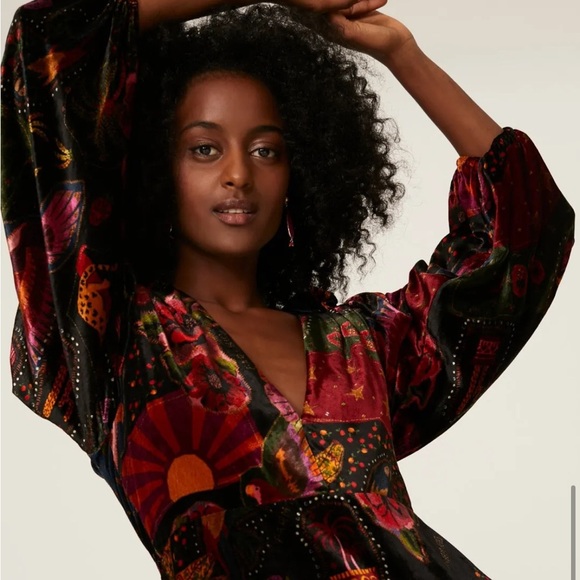 FARM Rio Crazy Mix Velvet Mini Dress XS - Picture 4 of 5